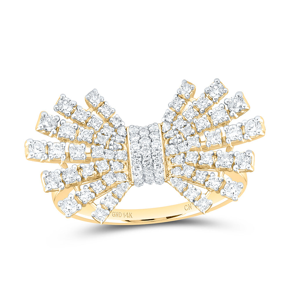 14K Yellow Gold 7/8Ctw Natural Diamond Cn Fashion Bow Ring