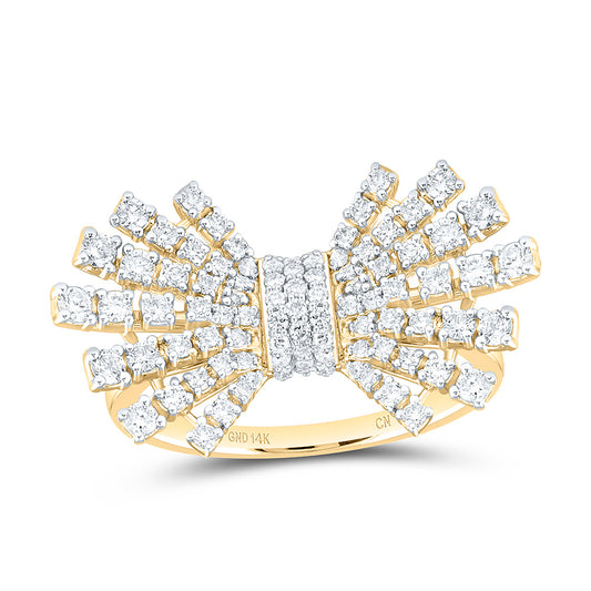 14K Yellow Gold 7/8Ctw Natural Diamond Cn Fashion Bow Ring