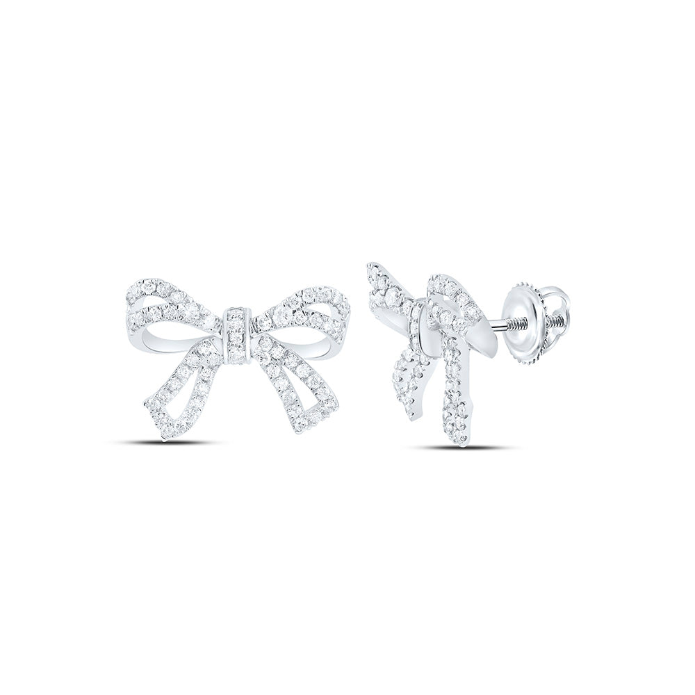 10K Yellow Or White Gold 5/8Ctw Natural Diamond Cn Fashion Bow Earring