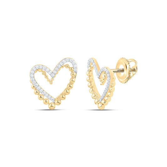 10K Yellow Gold 1/4Ctw Natural Diamond Cn Fashion Heart Earring