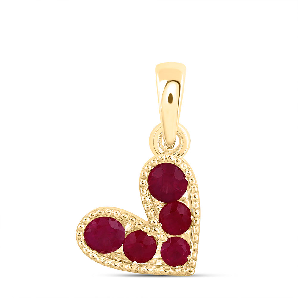 14K Yellow Or White Gold 1/3Ctw Round Natural Gem Heart Pendant