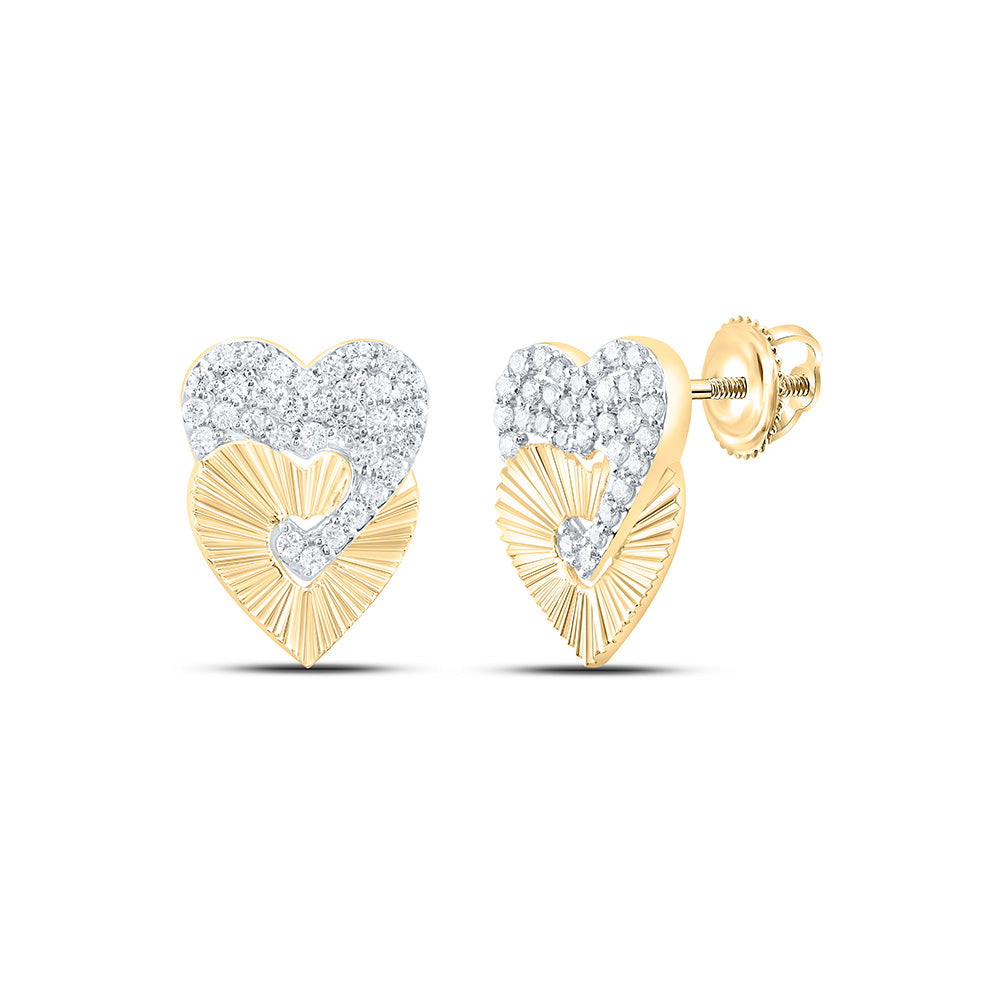 10K Yellow Or White Gold 1/3Ctw Natural Diamond Cn Fashion Heart Earring