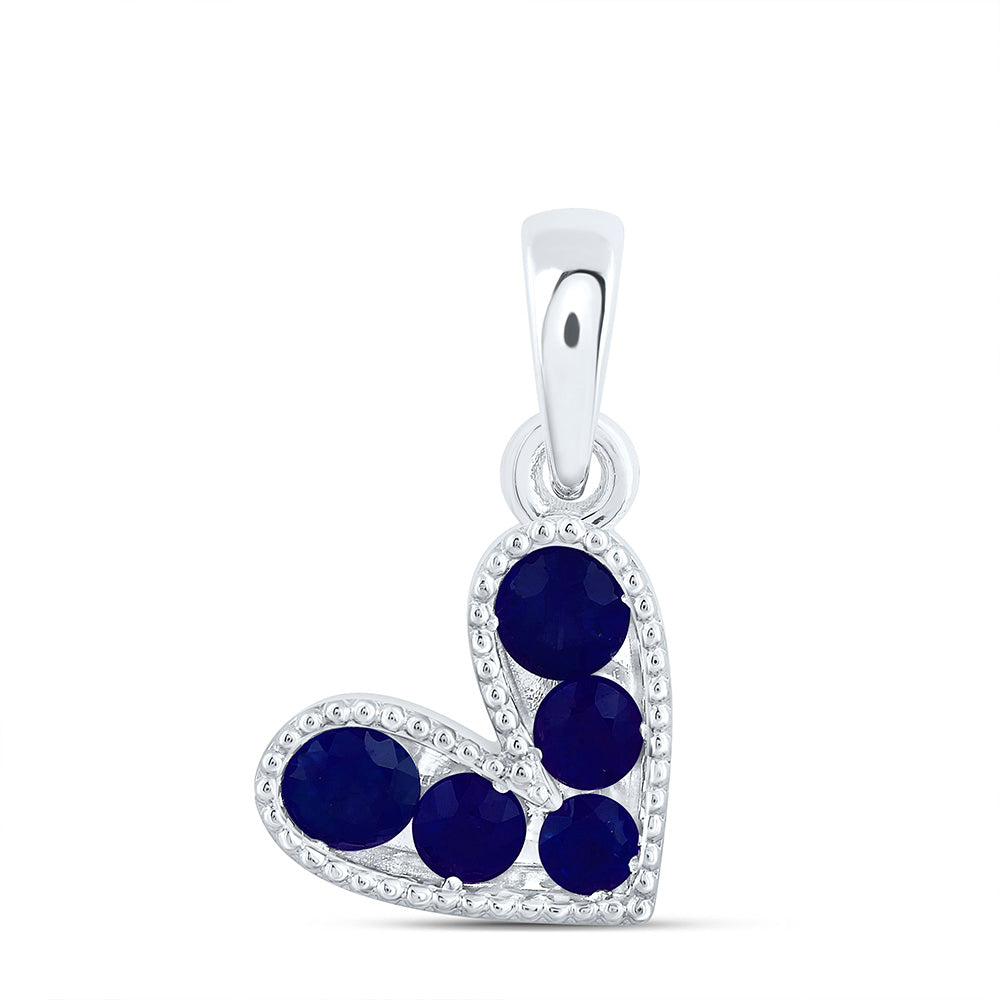 14K Yellow Or White Gold 1/3Ctw Round Natural Gem Heart Pendant