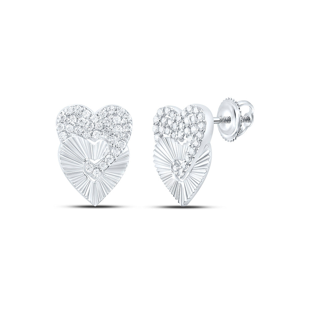 10K Yellow Or White Gold 1/3Ctw Natural Diamond Cn Fashion Heart Earring