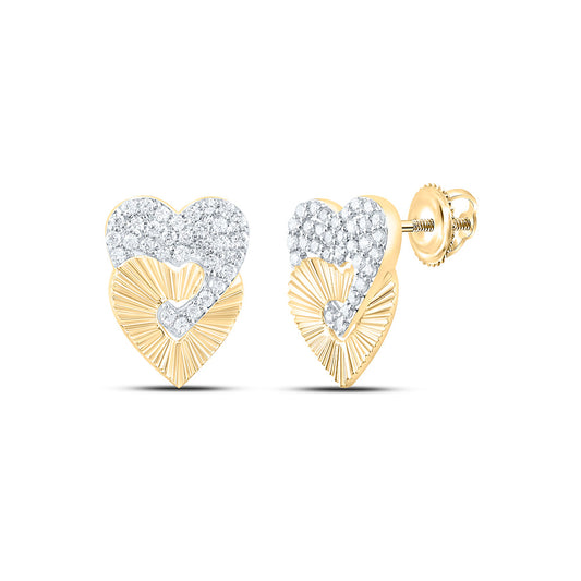 14K Yellow Or White Gold 1/3Ctw Natural Diamond Cn Fashion Heart Earring