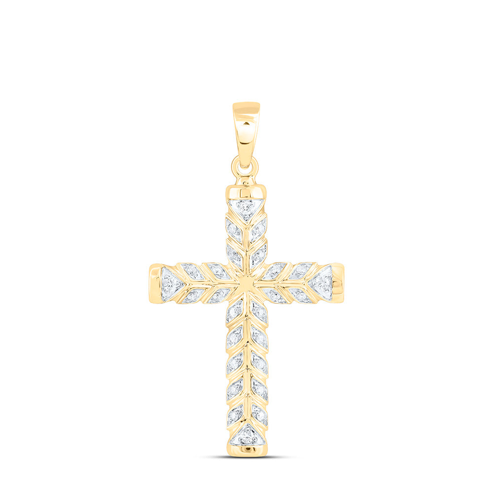 10K Yellow Gold 1/5Ctw Natural Diamond Cn Fashion Cross Pendant