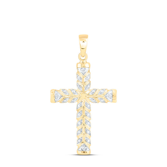 10K Yellow Gold 1/5Ctw Natural Diamond Cn Fashion Cross Pendant