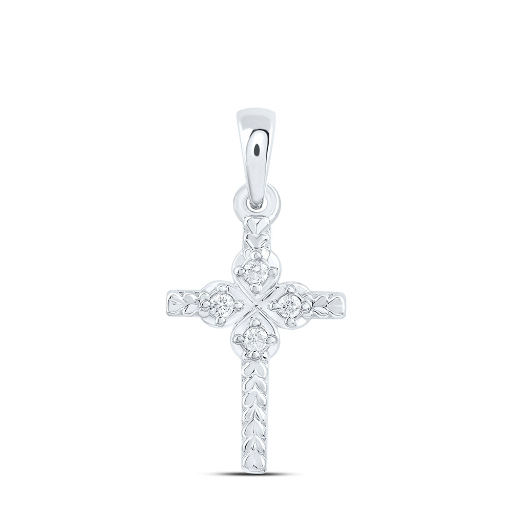 10K Yellow Or White Gold 1/20Ctw Natural Diamond Cn Gift Cross Pendant
