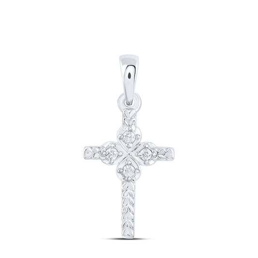 10K Yellow Or White Gold 1/20Ctw Natural Diamond Cn Gift Cross Pendant