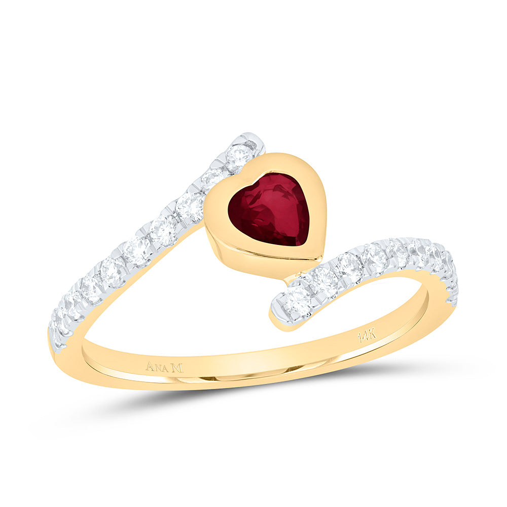 14K White Gold 1/3 Cttw Natural Diamond Ana M 5Mm Blue Sapphire Natural Gem Heart Ring