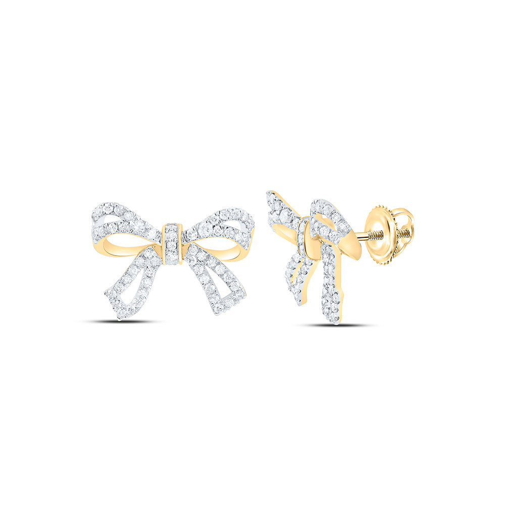 14K Yellow Or White Gold 5/8Ctw Natural Diamond Cn Fashion Bow Earring