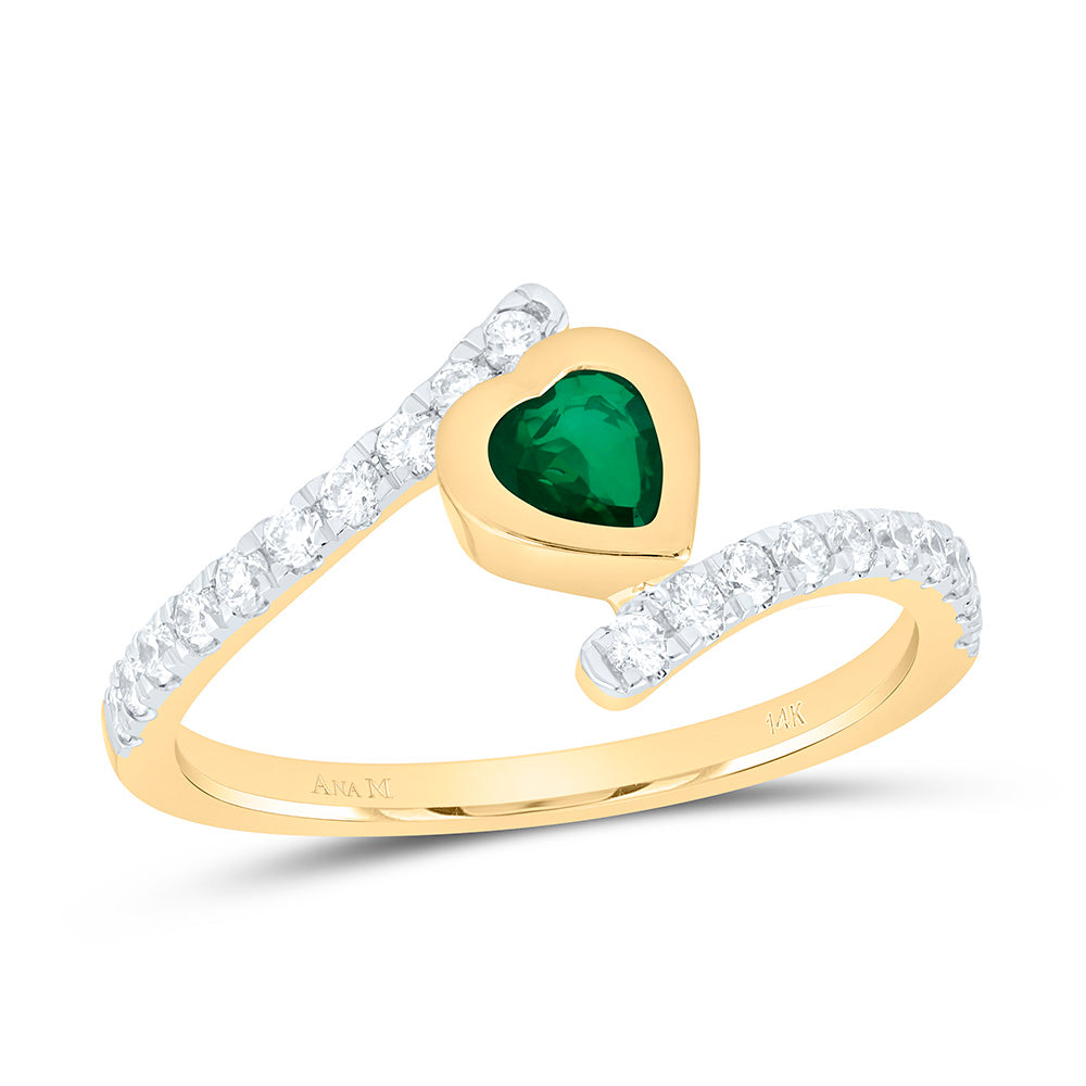 14K White Gold 1/3 Cttw Natural Diamond Ana M 5Mm Blue Sapphire Natural Gem Heart Ring