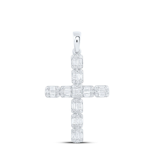 10K Yellow Or White Gold 3/4Ctw Natural Diamond Cn Fashion Cross Pendant