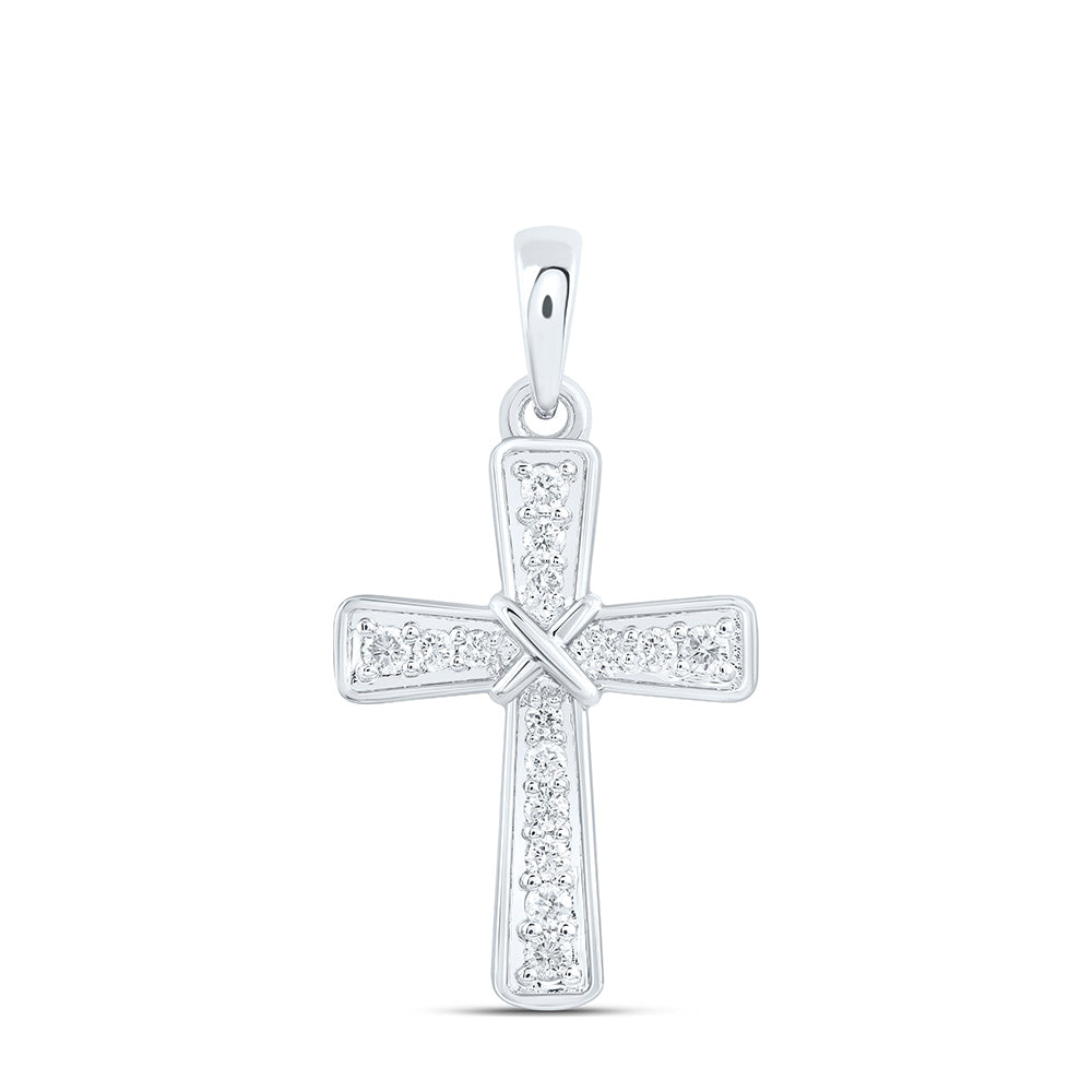 10K Yellow Or White Gold 1/6Ctw Natural Diamond Cn Fashion Cross Pendant