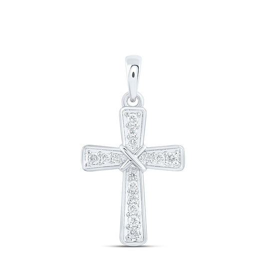 10K Yellow Or White Gold 1/6Ctw Natural Diamond Cn Fashion Cross Pendant
