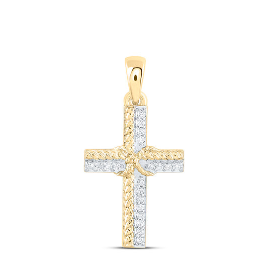 10K Yellow Or White Gold 1/12Ctw Natural Diamond Cn Gift Cross Pendant