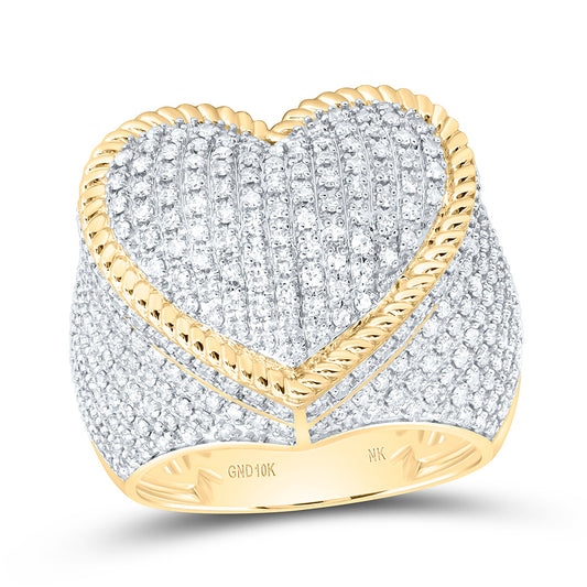 10K Yellow Gold 1 1/3Ctw Natural Diamond Fashion Heart Ring