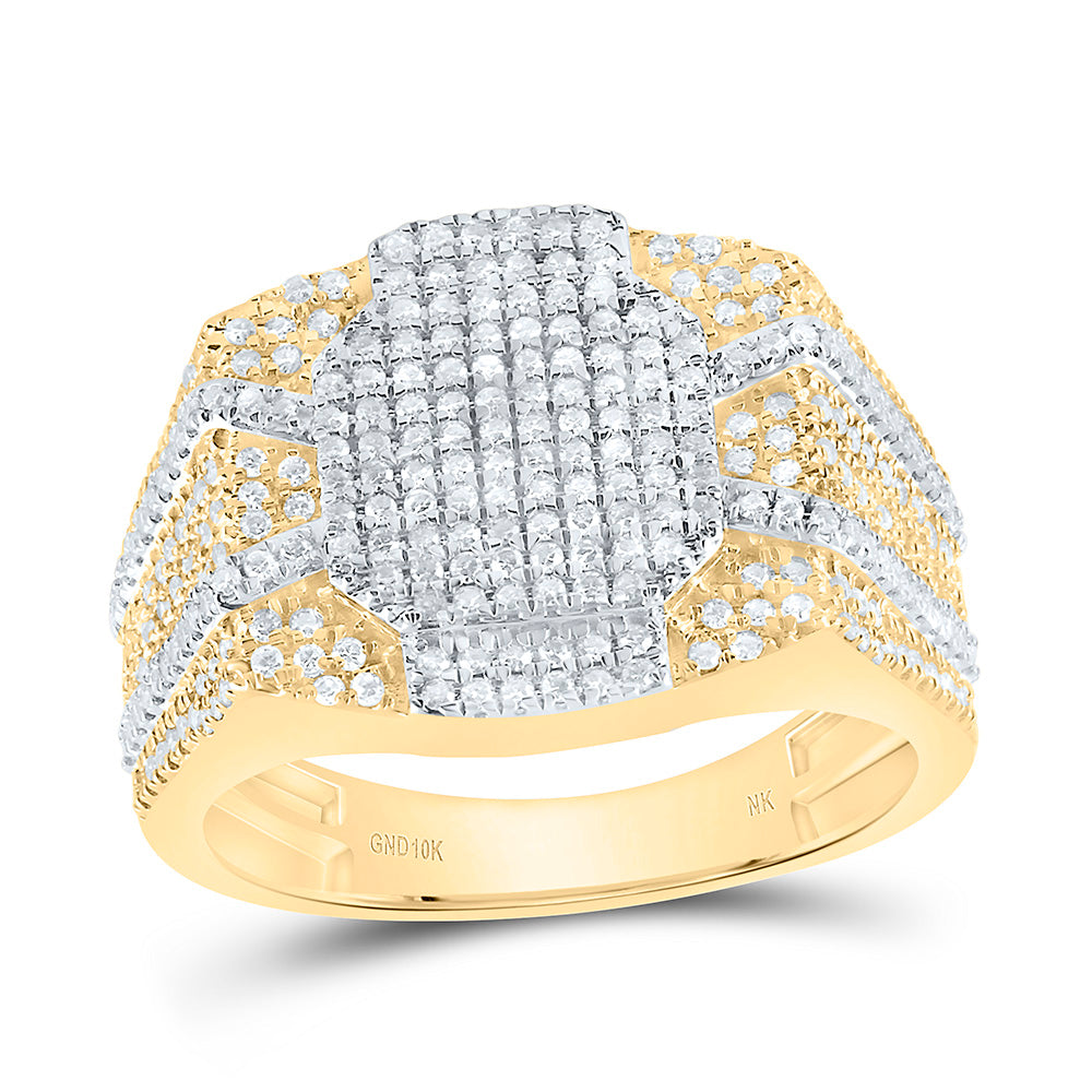 10K Yellow Gold 7/8Ctw Natural Diamond  Mens Ring