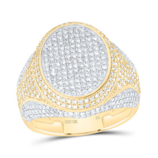 10K Yellow Gold 1 1/3Ctw Natural Diamond Oval Mens Ring