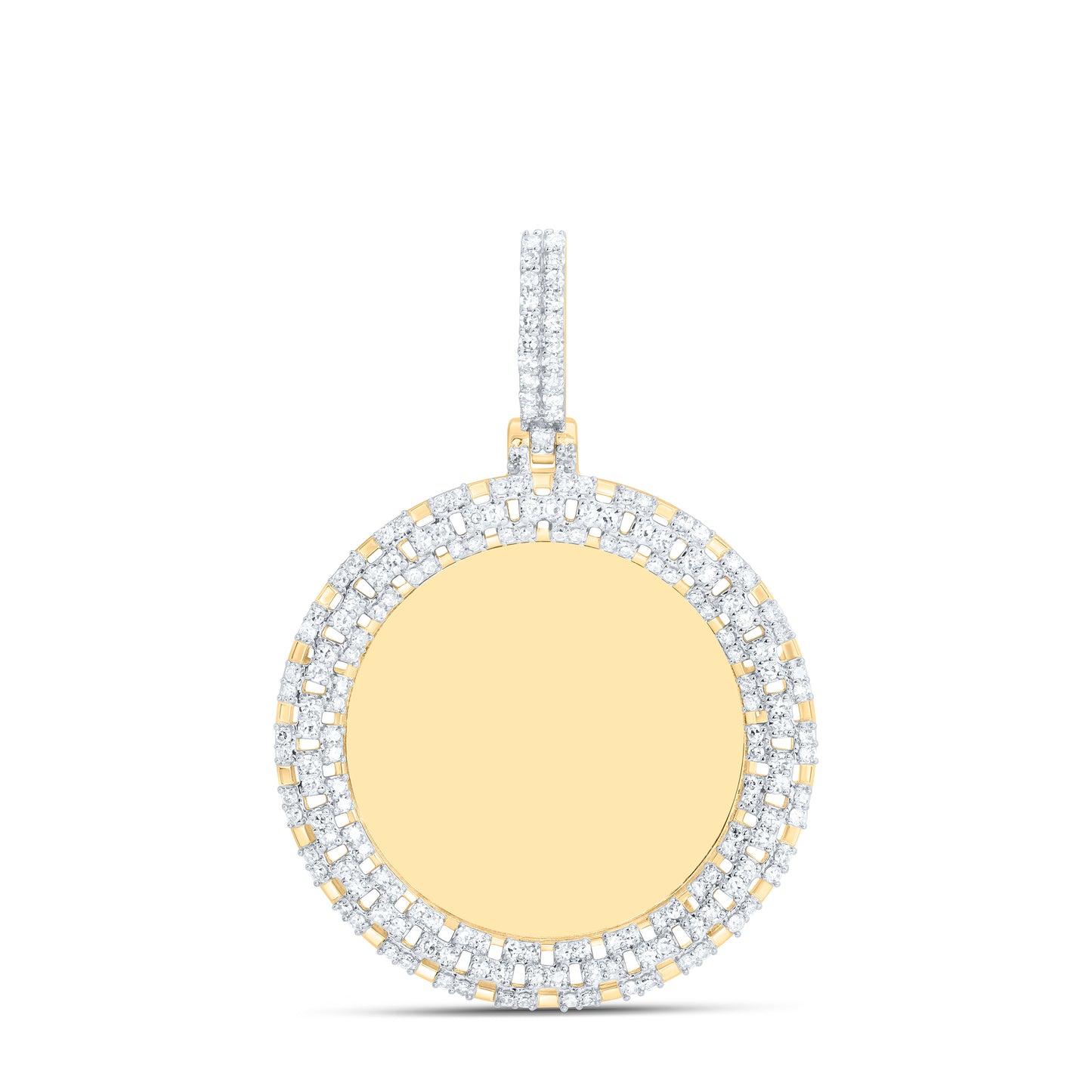 10K Yellow Gold 5/8Ctw Natural Diamond Round Memory Mens Charm