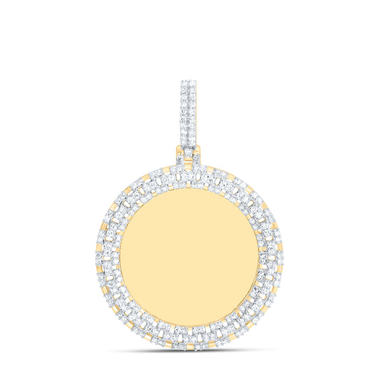 10K Yellow Gold 5/8Ctw Natural Diamond Round Memory Mens Charm