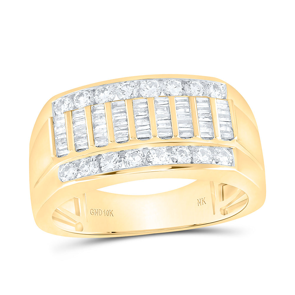 10K Yellow Gold 7/8Ctw Natural Diamond Mens Ring