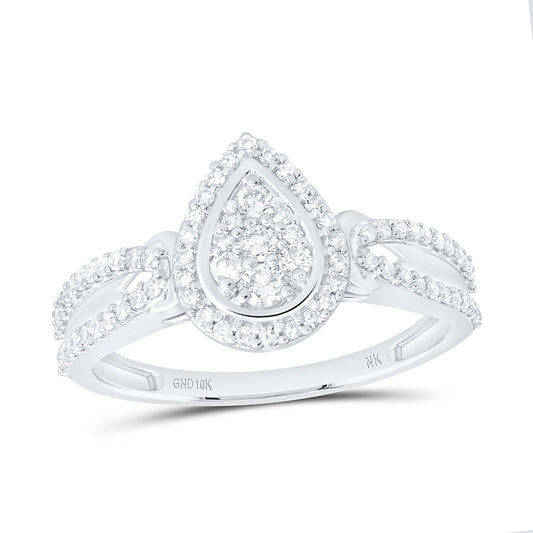 10K White Gold 3/8Ctw Natural Diamond Fashion Pear Ring