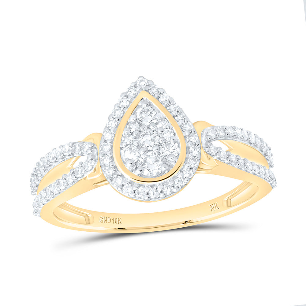 10K White Gold 3/8Ctw Natural Diamond Fashion Pear Ring