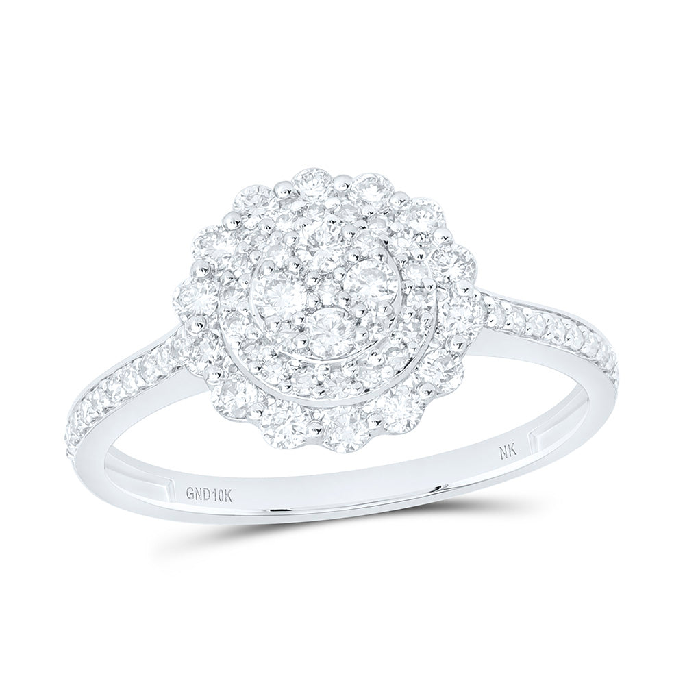 10K Yellow Gold 1/2Ctw Natural Diamond Fashion Flower Ring