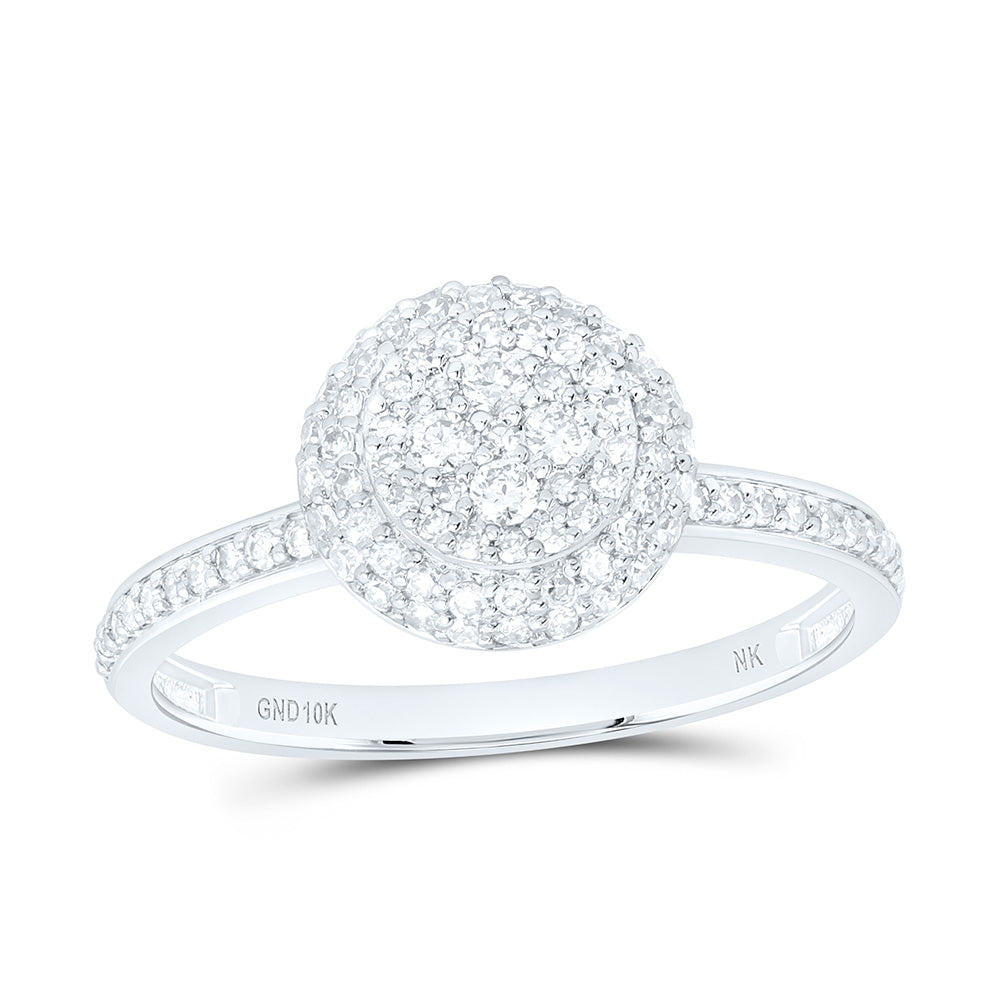 10K White Gold 3/8Ctw Natural Diamond Fashion Flower Ring