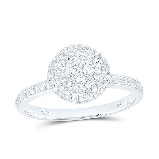 10K White Gold 3/8Ctw Natural Diamond Fashion Flower Ring