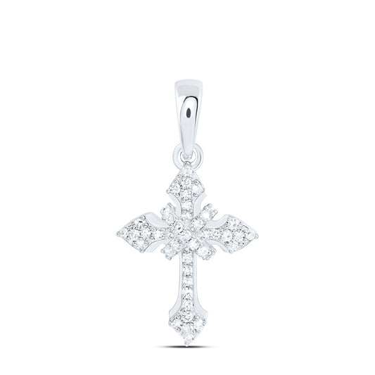 10K Yellow Or White Gold 1/8Ctw Natural Diamond Fashion Cross Pendant