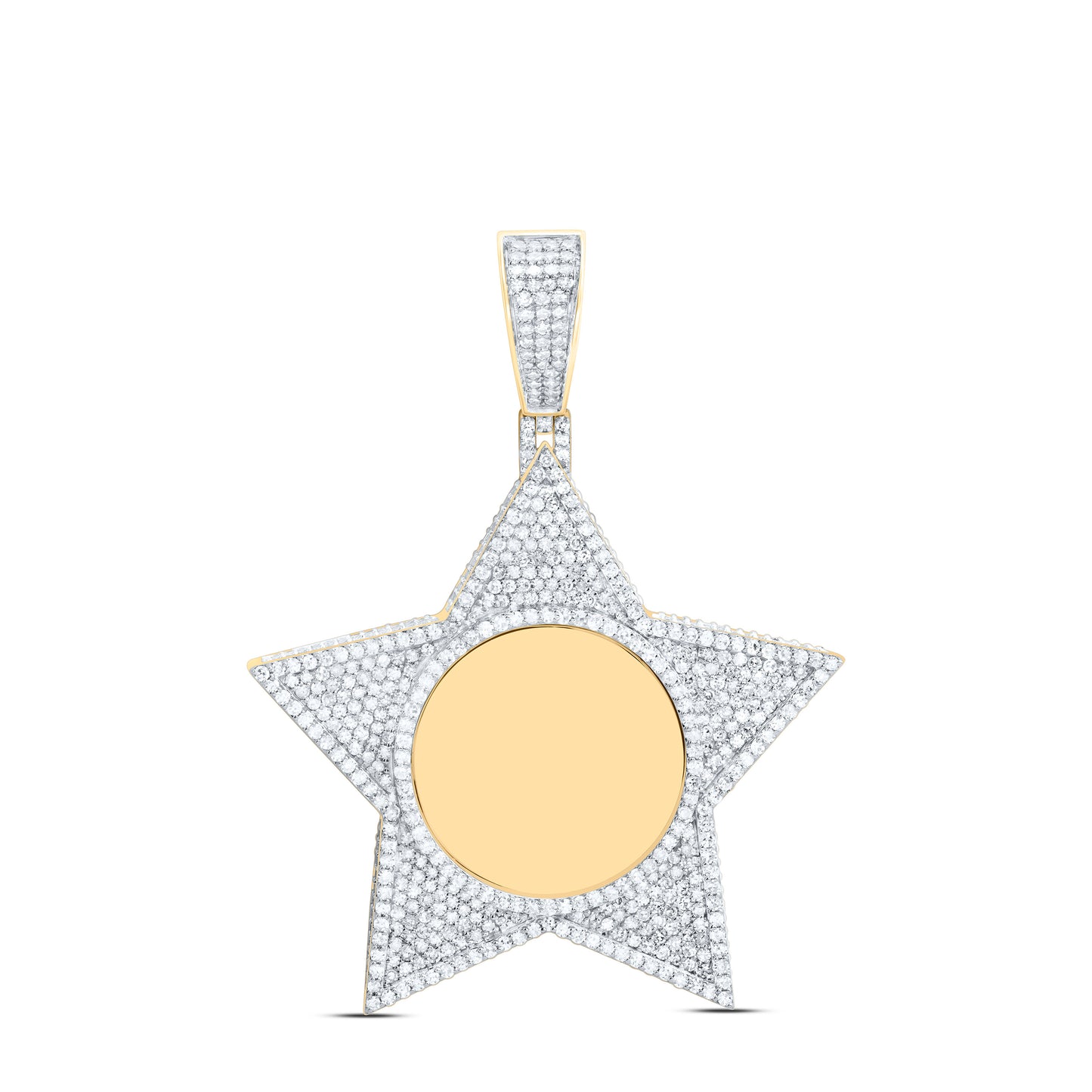 10K Yellow Gold 2 1/3Ctw Natural Diamond Star Memory Mens Charm