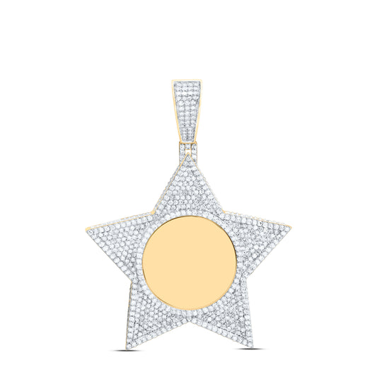 10K Yellow Gold 2 1/3Ctw Natural Diamond Star Memory Mens Charm