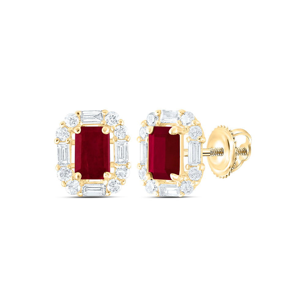 14K Yellow Or White Gold 5/8Ctw Natural Diamond Ana M 6X4Mm Natural Gem Emerald Earring