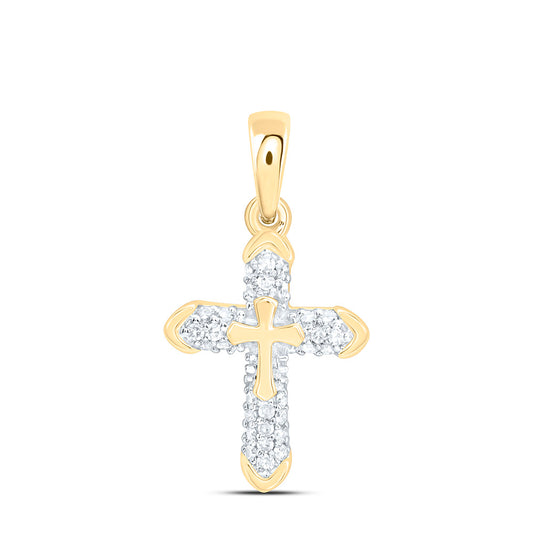 10K Yellow Gold 1/10Ctw Natural Diamond Fashion Cross Pendant