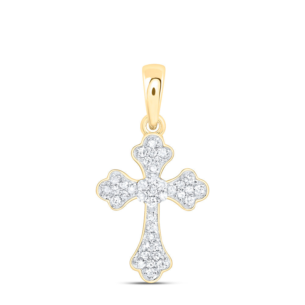 10K Yellow Or White Gold 1/8Ctw Natural Diamond Fashion Cross Pendant
