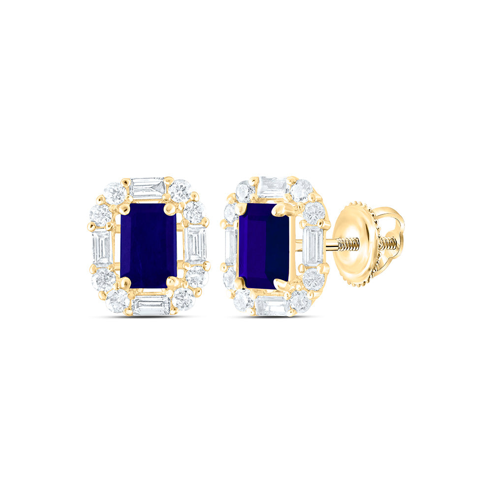 14K Yellow Or White Gold 5/8Ctw Natural Diamond Ana M 6X4Mm Natural Gem Emerald Earring