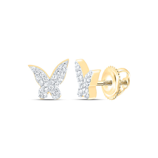 10K Yellow Or White Gold 1/8Ctw Natural Diamond Gift Butterfly Earring