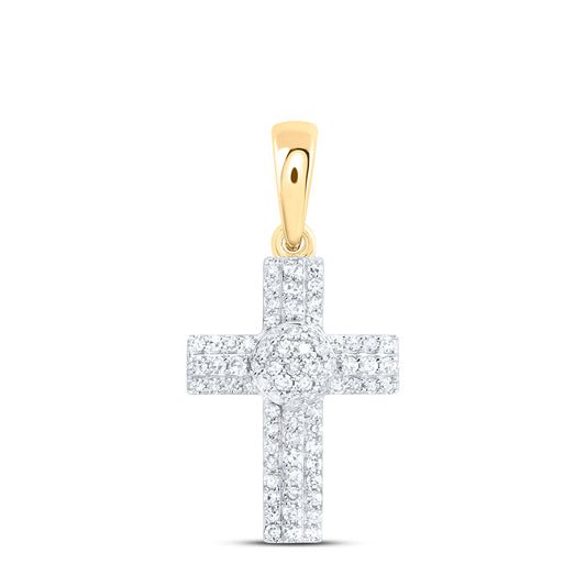 10K Yellow Or White Gold 1/4Ctw Natural Diamond Fashion Cross Pendant