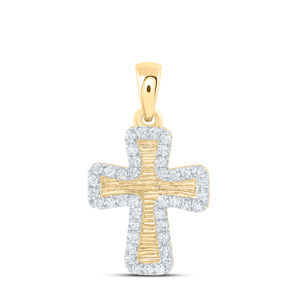 10K Yellow Gold 1/5Ctw Natural Diamond Cn Fashion Cross Pendant