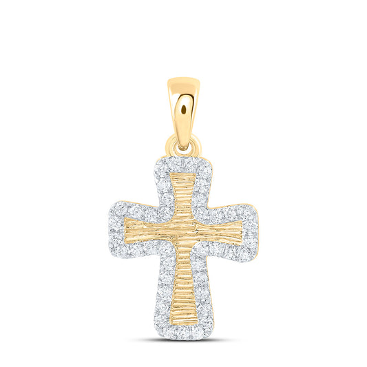 10K Yellow Gold 1/5Ctw Natural Diamond Cn Fashion Cross Pendant