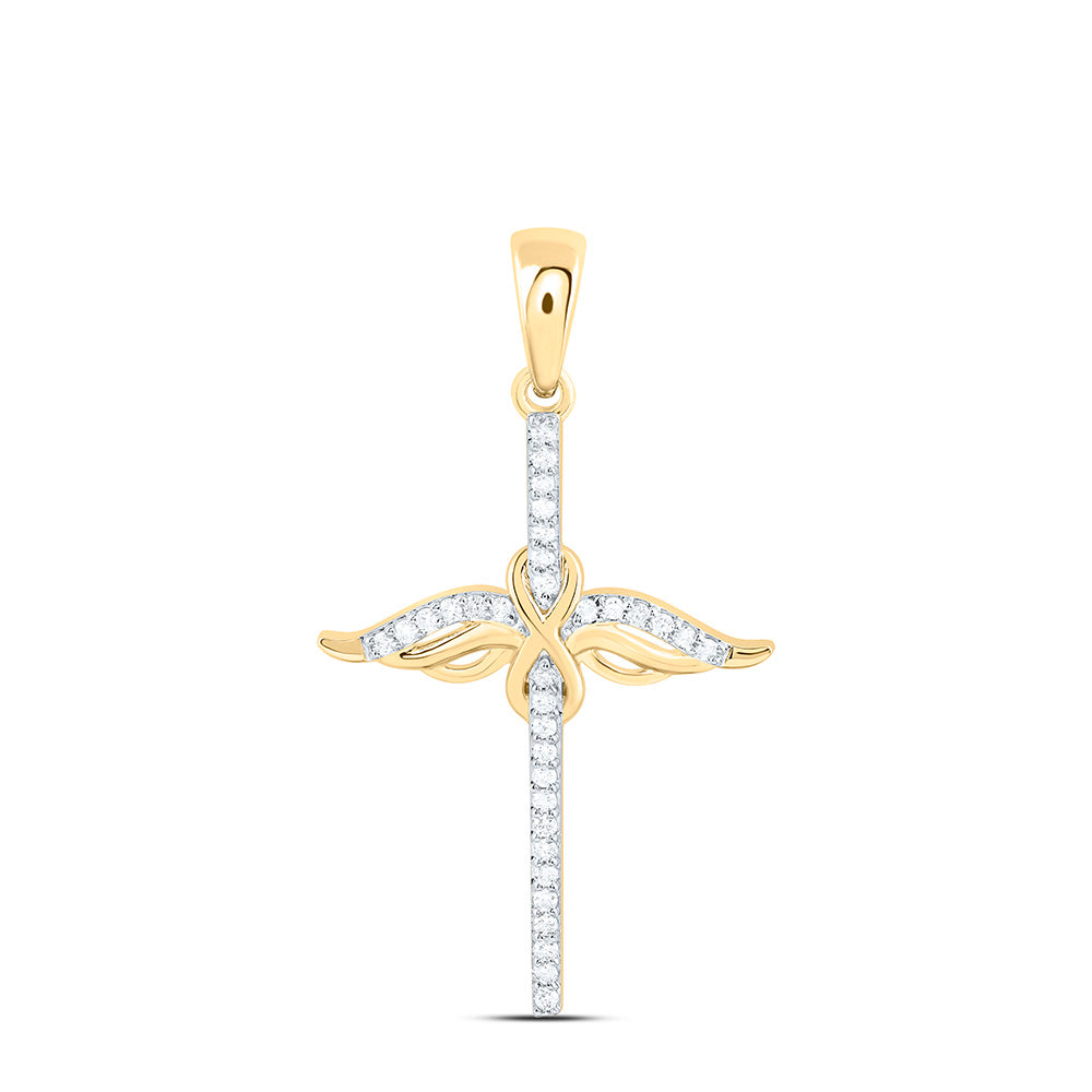 10K Yellow Gold 1/6Ctw Natural Diamond Cn Fashion Cross Pendant