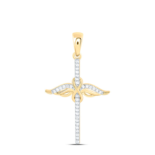 10K Yellow Gold 1/6Ctw Natural Diamond Cn Fashion Cross Pendant