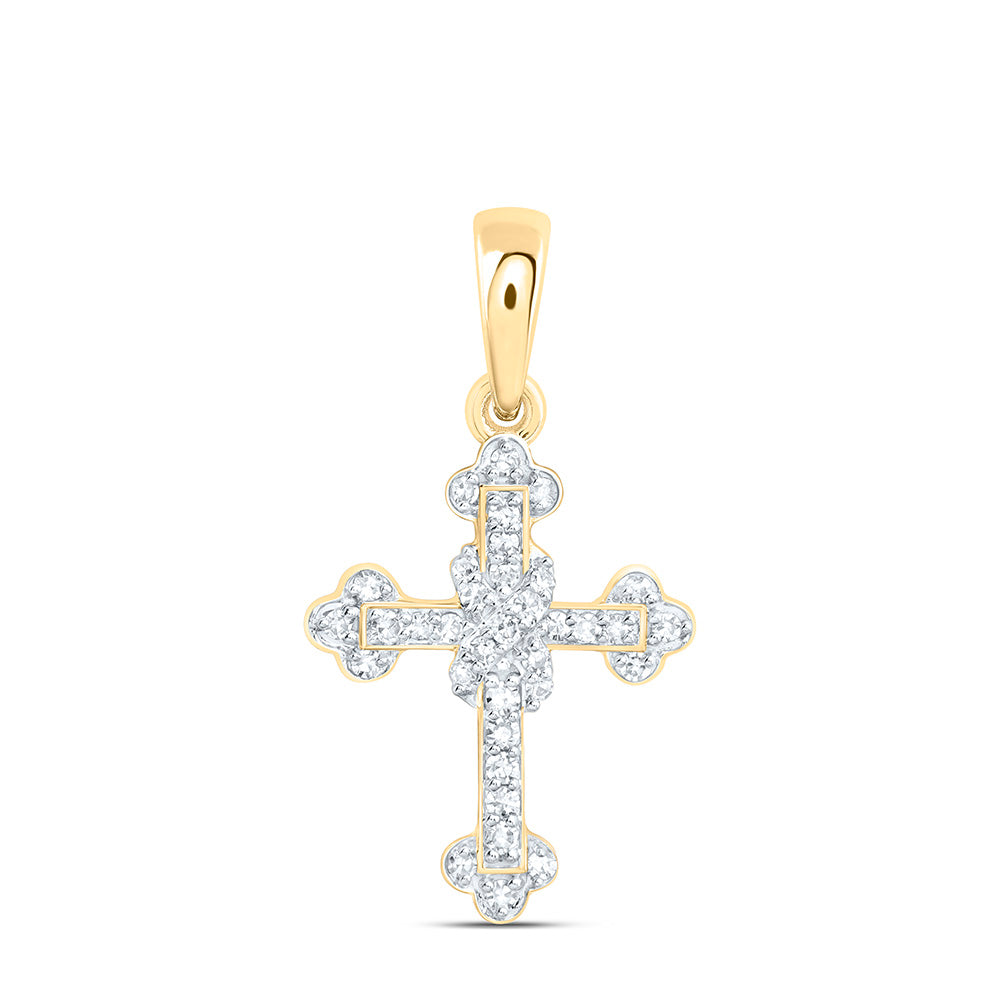 10K Yellow Or White Gold 1/10Ctw Natural Diamond Fashion Cross Pendant