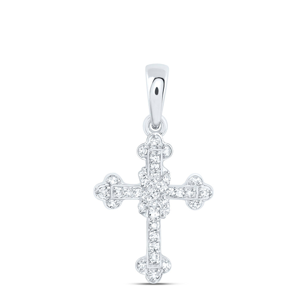 10K Yellow Or White Gold 1/10Ctw Natural Diamond Fashion Cross Pendant