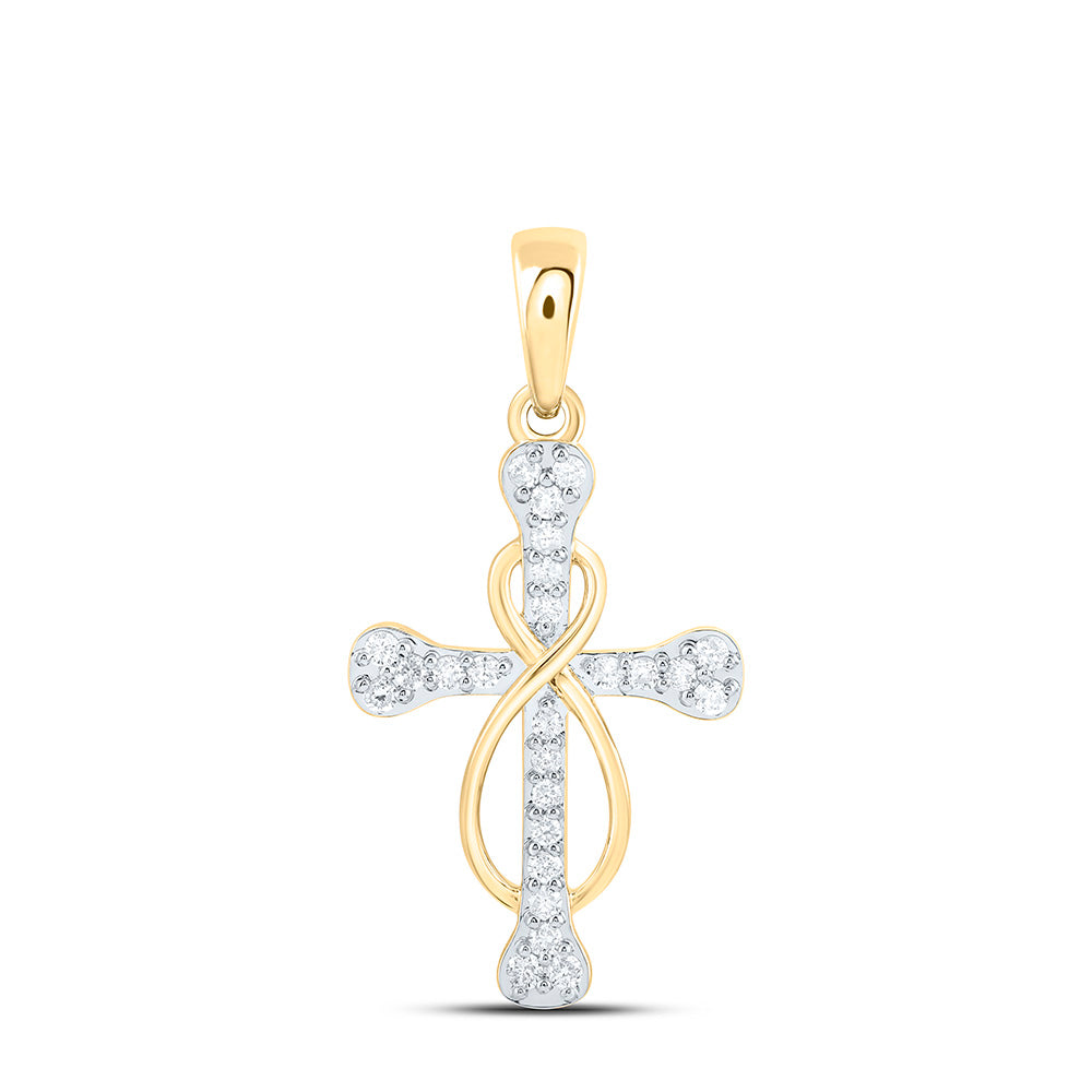10K Yellow Gold 1/5Ctw Natural Diamond Cn Fashion Cross Pendant