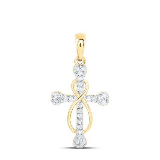 10K Yellow Gold 1/5Ctw Natural Diamond Cn Fashion Cross Pendant