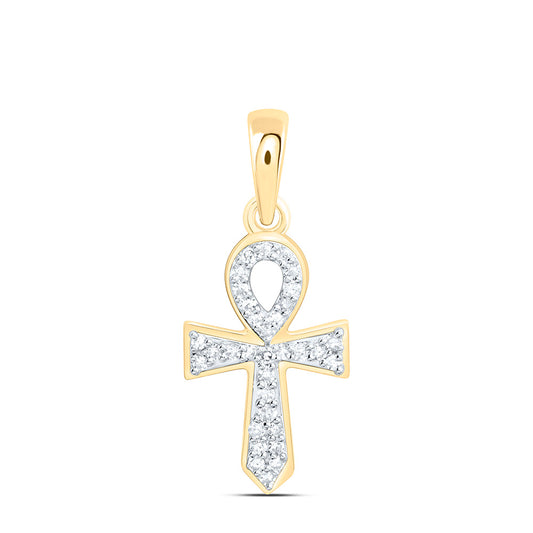 10K Yellow Or White Gold 1/10Ctw Natural Diamond Gift Cross Pendant