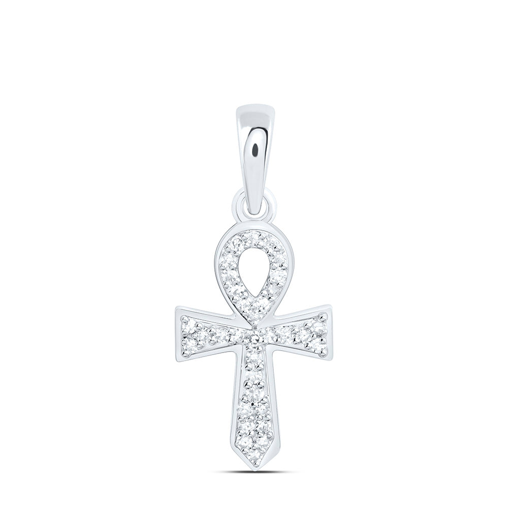 10K Yellow Or White Gold 1/10Ctw Natural Diamond Gift Cross Pendant